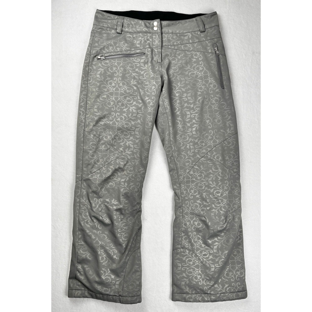 Obermeyer Women's Ski Pants Gray Pattern Insulated Snow Size 10